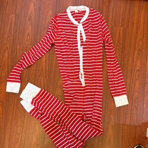 J.Crew Red and White Striped Pajama Onesie